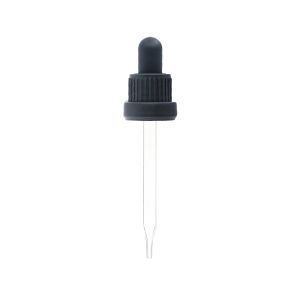 18/415 Black Tamper Evident Dropper with Straight-Tipped Glass Pipette (A18415TE02)