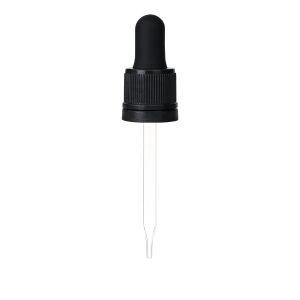 18/415 Black Tamper Evident Dropper with Straight-Tipped Glass Pipette (A18415TE04)