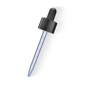 20/400 Smooth-Sided Glossy Black Child-Resistant Dropper with 77mm Long Graduated Plastic Pipette (A20400CR01-1)