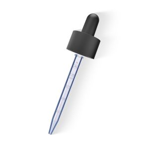 20/400 Smooth-Sided Matte Black Child-Resistant Dropper with 77mm Long Graduated Plastic Pipette (A20400CR01-2)