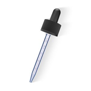 20/400 Smooth-Sided Ribbed-Style Black Child-Resistant Dropper with 77mm Long Graduated Plastic Pipette (A20400CR01-3)