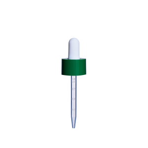 20/400 Smooth-Sided Child-Resistant Deep Green Dropper with 77mm Long Graduated Plastic Pipette (A20400CR01C12)