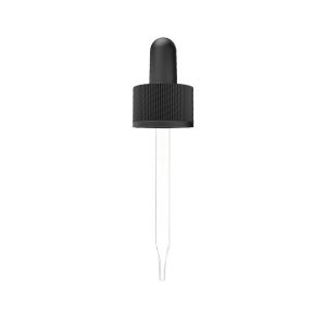 20/400 Smooth-Sided Ribbed-Style Black Child-Resistant Dropper with Straight-Tipped Glass Pipette (A20400CR01GP-3)