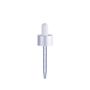 20/400 Smooth-Sided Electroplated Matte Silver Child-Resistant Dropper with 77mm Long Graduated Plastic Pipette (A20400CR01MSL01)