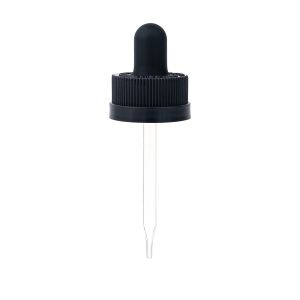 20/400 Ribbed-Style Black Child-Resistant Dropper with Straight-Tipped Glass Pipette (A20400CR02)