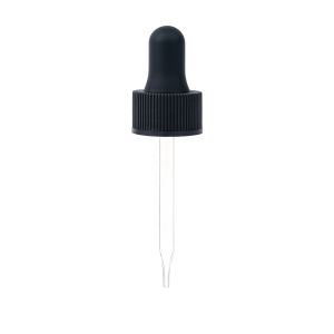 20/400 Black Standard Dropper with Straight-Tipped Glass Pipette (A20400DR02)