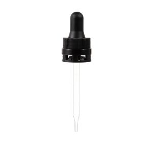 20/400 Black Tamper Evident Dropper with Straight-Tipped Glass Pipette (A20400TE01)