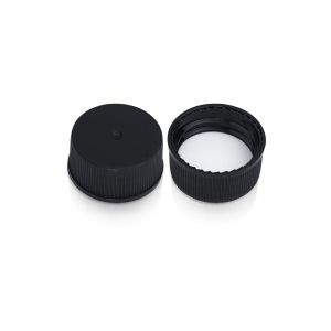 22/400 Black Plastic Cap to Match 4 oz Boston Round Glass Bottles with GPI 22/400 Neck Finish (A22400CA01)