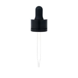 22/400 Black Tamper Evident Dropper with Straight-Tipped Glass Pipette (A22400TE01)