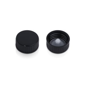 24/400 Black Plastic Cap to Match 4 oz Boston Round Glass Bottles with GPI 24/400 Neck Finish (A24400CA01)