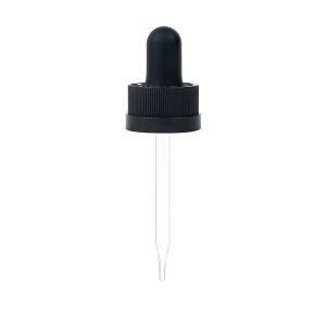24/400 Ribbed-Style Black Child-Resistant Dropper with Straight-Tipped Glass Pipette (A24400CR01)