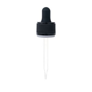 24/400 Black Tamper Evident Dropper with Straight-Tipped Glass Pipette (A24400TE01)