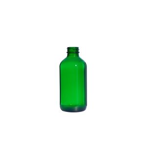 8 oz Green Boston Round Glass Bottle G.P.I 28/400 Neck Finish