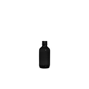 2 oz Black Boston Round Glass Bottle G.P.I 20/400 Neck Finish