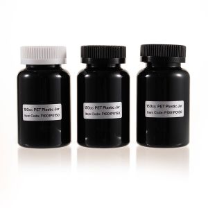 150cc Black PET Plastic Packer Bottle (F1001P0150) with Black Child-Resistant Plastic Cap