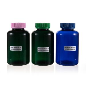 500cc Green PET Plastic Packer Bottle (F1004P0500) with Colorful Child-Resistant Plastic Cap