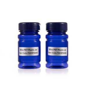 80cc Blue PET Plastic Packer Bottle (F2006P0060) with Blue Flip-Top Cap