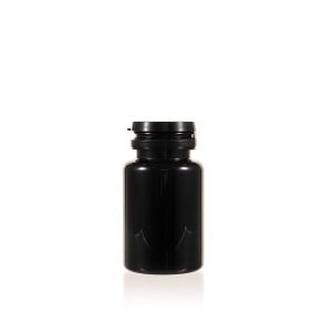 120cc Amber PET Plastic Packer Bottle (F2048P0120) with Black Flip-Top Cap