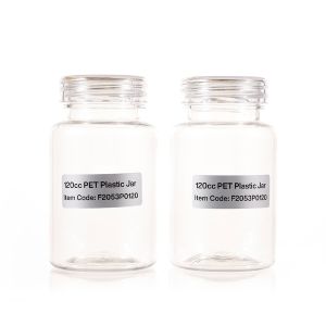 120cc Clear PET Plastic Packer Bottle (F2053P0120) with Clear Screw Plastic Cap