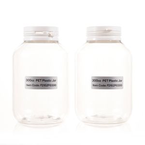 300cc Clear PET Plastic Packer Bottle (F2152P0300) with White Tear-Off Plastic Cap