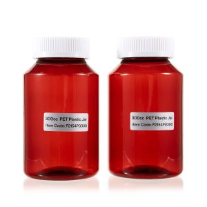 300cc Red PET Plastic Packer Bottle (F2154P0300) with White Child-Resistant Plastic Cap