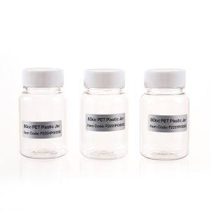 80cc Clear PET Plastic Packer Bottle (F2201P0080) with White Screw Plastic Cap