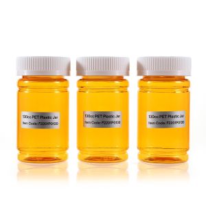 130cc Yellow PET Plastic Packer Bottle (F2201P0130) with White Child-Resistant Plastic Cap