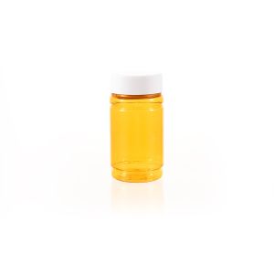 130cc Yellow PET Plastic Packer Bottle (F2201P0130) with White Child-Resistant Plastic Cap