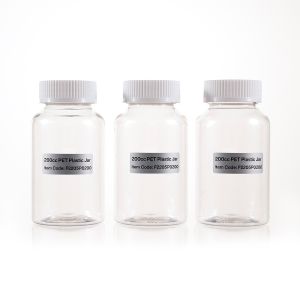 200cc Clear PET Plastic Packer Bottle (F2205P0200) with White Child-Resistant Plastic Cap