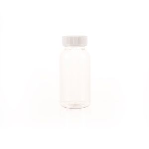 200cc Clear PET Plastic Packer Bottle (F2206P0200) with White Child-Resistant Plastic Cap