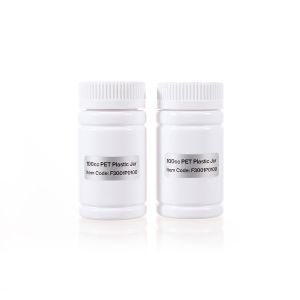 100cc Opaque White PET Plastic Packer Bottle (F3001P0100) with White Child-Resistant Plastic Cap