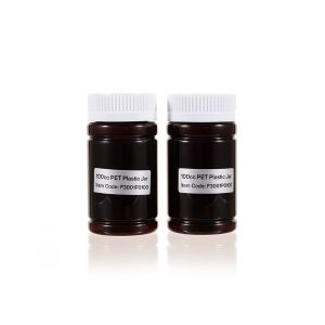 100cc Amber PET Plastic Packer Bottle (F3001P0100) with White Child-Resistant Plastic Cap