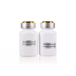 120cc Opaque White PET Plastic Packer Bottle (F3001P0120) with Electroplated Silver Double Shell Cap