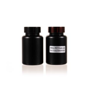 120cc Frosted Black PET Plastic Packer Bottle (F3001P0120) with Black Plastic Cap