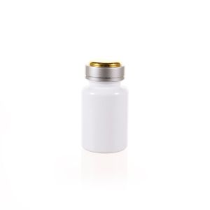 120cc Opaque White PET Plastic Packer Bottle (F3001P0120) with Electroplated Silver Double Shell Cap
