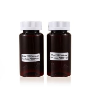 150cc Amber PET Plastic Packer Bottle (F3001P0150) with White Child-Resistant Plastic Cap