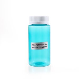 175cc Light Blue PET Plastic Packer Bottle (F3001P0175) with White Child-Resistant Plastic Cap