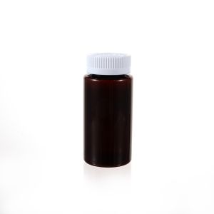 175cc Amber PET Plastic Packer Bottle (F3001P0175) with White Child-Resistant Plastic Cap