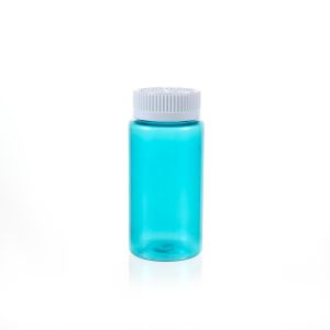 175cc Light Blue PET Plastic Packer Bottle (F3001P0175) with White Child-Resistant Plastic Cap