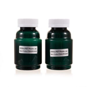 200cc Green PET Plastic Packer Bottle (F3001P0200) with White Child-Resistant Plastic Cap