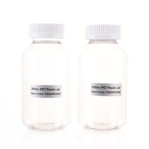 300cc Clear PET Plastic Packer Bottle (F3001P0300) with White Child-Resistant Plastic Cap