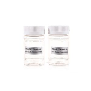 80cc Clear PET Plastic Packer Bottle (F3002P0080) with White Child-Resistant Plastic Cap