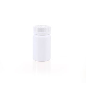 100cc Opaque White PET Plastic Packer Bottle (F3002P0100) with White Child-Resistant Plastic Cap