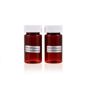 100cc Amber PET Plastic Packer Bottle (F3003P0100) with White Child-Resistant Plastic Cap