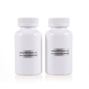 200cc Opaque White PET Plastic Packer Bottle (F3003P0200) with White Child-Resistant Plastic Cap
