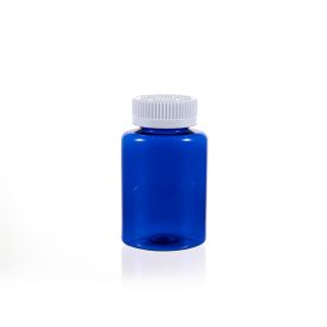 150cc Blue PET Plastic Packer Bottle (F3004P0150) with White Child-Resistant Plastic Cap