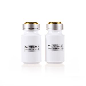 120cc Opaque White PET Plastic Packer Bottle (F3005P0120) with Electroplated Silver Double Shell Cap