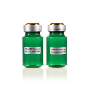 120cc Green PET Plastic Packer Bottle (F3005P0120) with Electroplated Silver Double Shell Cap