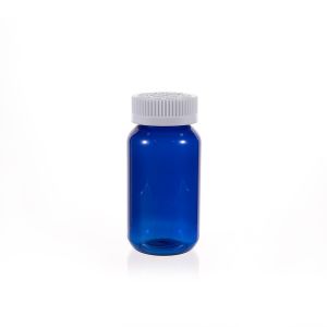 150cc Blue PET Plastic Packer Bottle (F3005P0150) with White Child-Resistant Plastic Cap