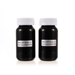 150cc Black PET Plastic Packer Bottle (F3005P0150) with White Child-Resistant Plastic Cap